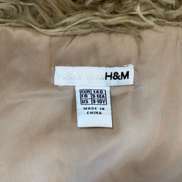 Vintage 90's H&M Tan Faux Suede Embroidered Faux Fur Jacket Coat Size 9/10Y - Picture 10 of 12